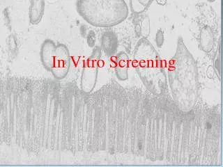 In Vitro Screening