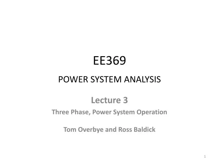 ee369 power system analysis