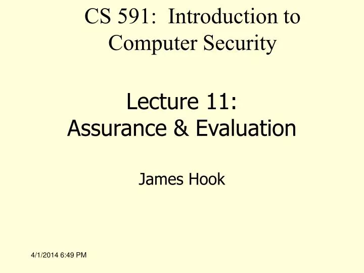 lecture 11 assurance evaluation