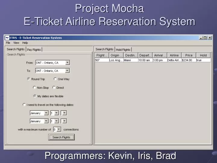 project mocha e ticket airline reservation system