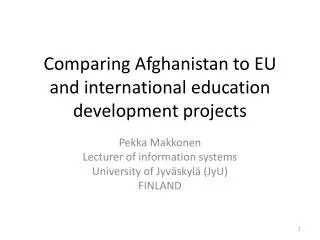 Comparing Afghanistan to EU and international education development projects