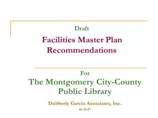 Draft Facilities Master Plan Recommendations