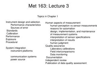 Met 163: Lecture 3