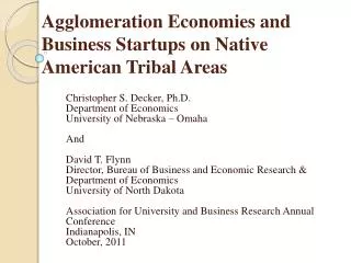 Agglomeration Economies and Business Startups on Native American Tribal Areas