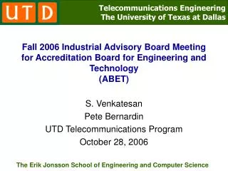 Fall 2006 Industrial Advisory Board Meeting for Accreditation Board for Engineering and Technology (ABET)