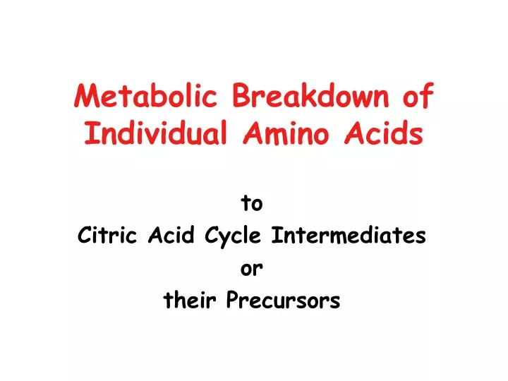 metabolic breakdown of individual amino acids