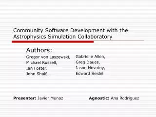 Community Software Development with the Astrophysics Simulation Collaboratory