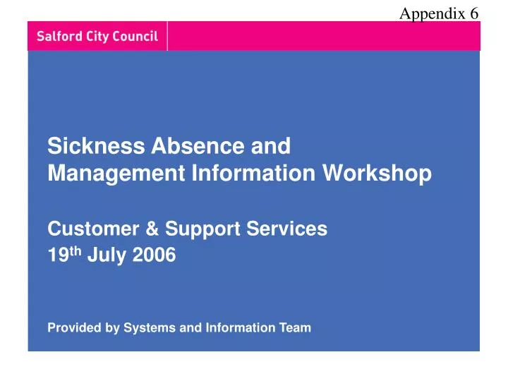 sickness absence and management information workshop