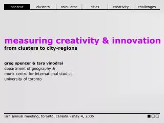measuring creativity &amp; innovation from clusters to city-regions