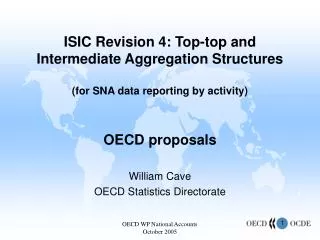 ISIC Revision 4: Top-top and Intermediate Aggregation Structures (for SNA data reporting by activity) OECD proposals