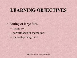 LEARNING OBJECTIVES