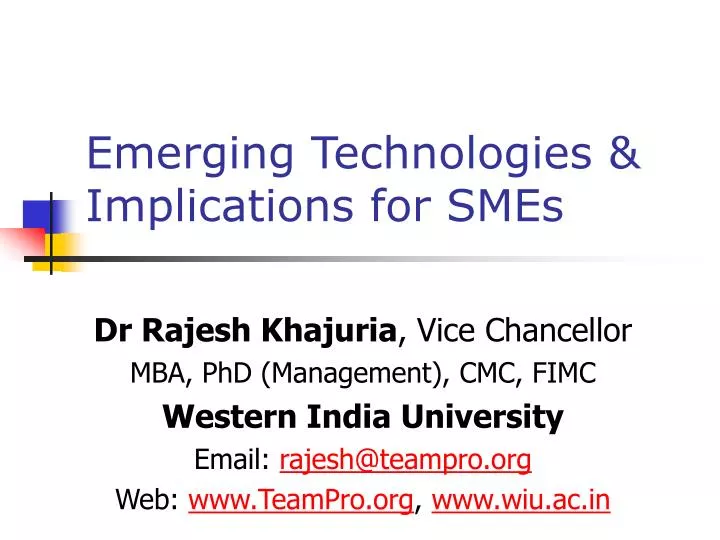 emerging technologies implications for smes
