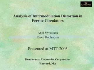 Analysis of Intermodulation Distortion in Ferrite Circulators