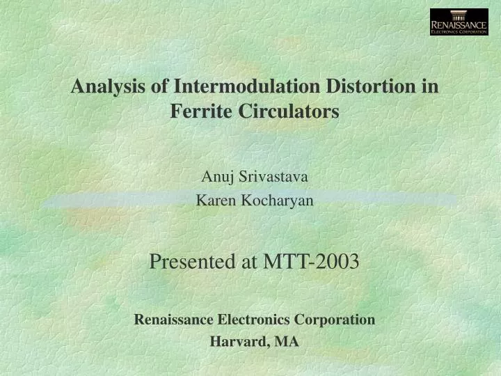 analysis of intermodulation distortion in ferrite circulators