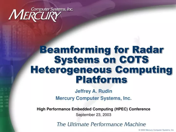beamforming for radar systems on cots heterogeneous computing platforms