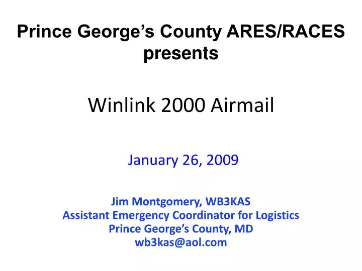 winlink 2000 airmail january 26 2009