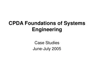 CPDA Foundations of Systems Engineering