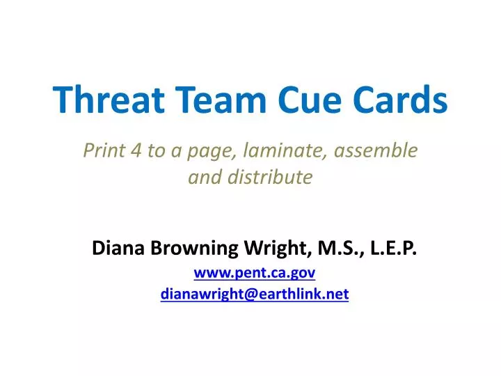 threat team cue cards