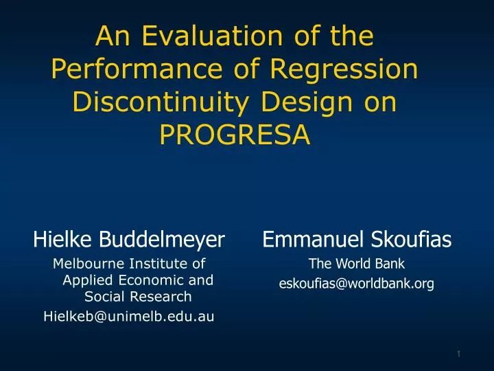 an evaluation of the performance of regression discontinuity design on progresa