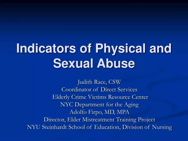 indicators of physical and sexual abuse