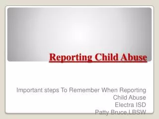 Reporting Child Abuse