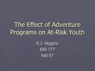 The Effect of Adventure Programs on At-Risk Youth