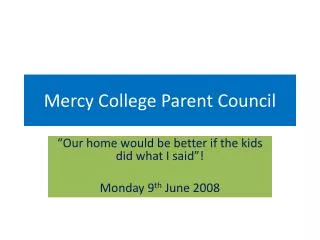 Mercy College Parent Council