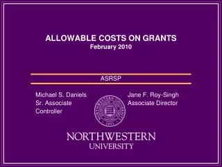 ALLOWABLE COSTS ON GRANTS February 2010