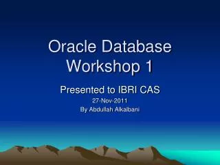 Oracle Database Workshop 1
