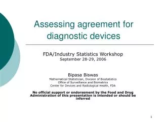 Assessing agreement for diagnostic devices
