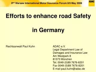 Efforts to enhance road Safety in Germany