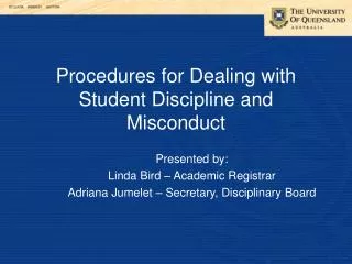 Procedures for Dealing with Student Discipline and Misconduct