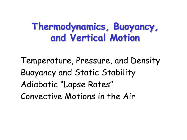 thermodynamics buoyancy and vertical motion