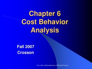 Chapter 6 Cost Behavior Analysis