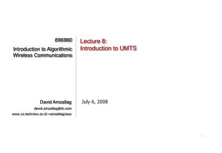 Lecture 8: Introduction to UMTS