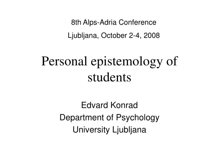 personal epistemology of students