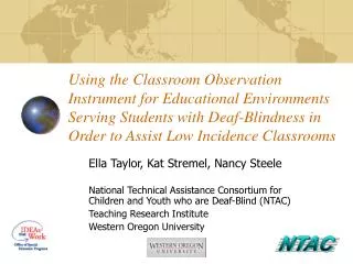 Using the Classroom Observation Instrument for Educational Environments Serving Students with Deaf-Blindness in Order to