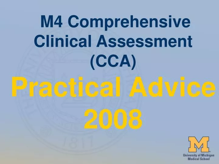 m4 comprehensive clinical assessment cca practical advice 2008