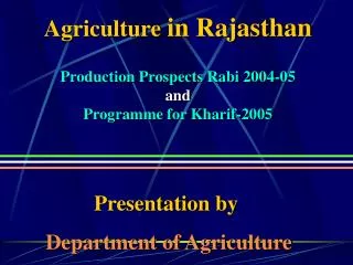 Agriculture in Rajasthan
