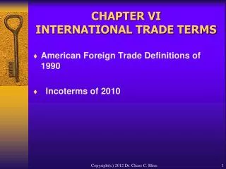 CHAPTER VI INTERNATIONAL TRADE TERMS