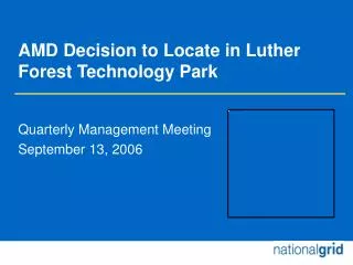 AMD Decision to Locate in Luther Forest Technology Park