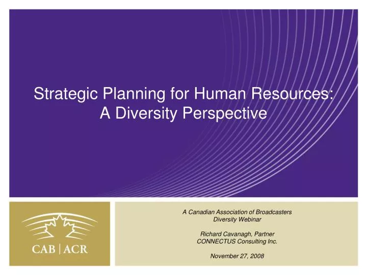 strategic planning for human resources a diversity perspective