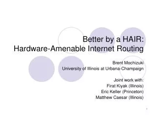 Better by a HAIR: Hardware-Amenable Internet Routing