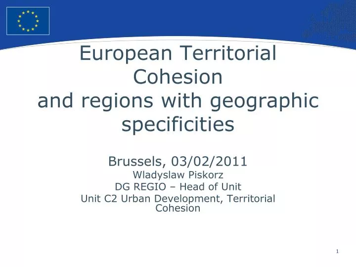 european territorial cohesion and regions with geographic specificities