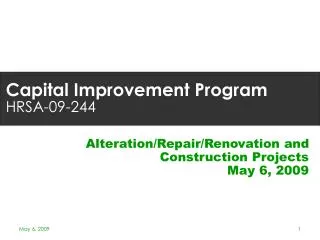 Capital Improvement Program HRSA-09-244