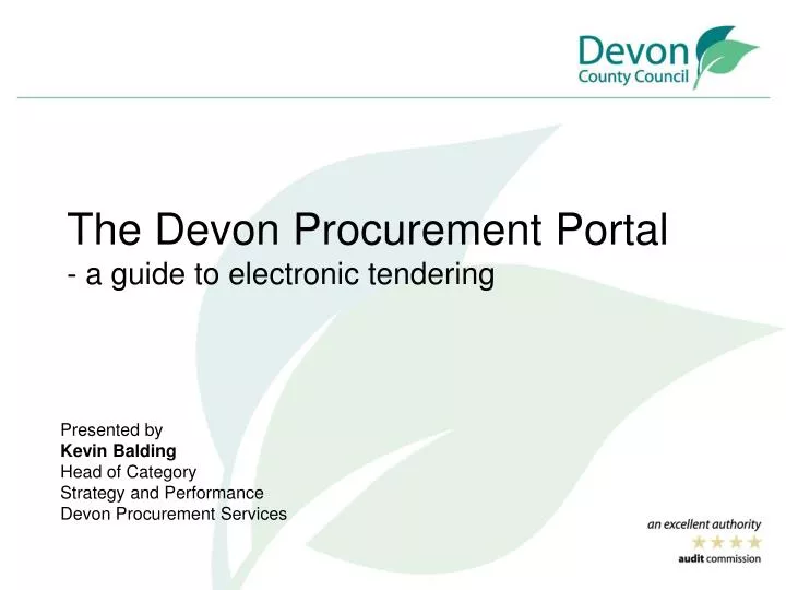 the devon procurement portal a guide to electronic tendering