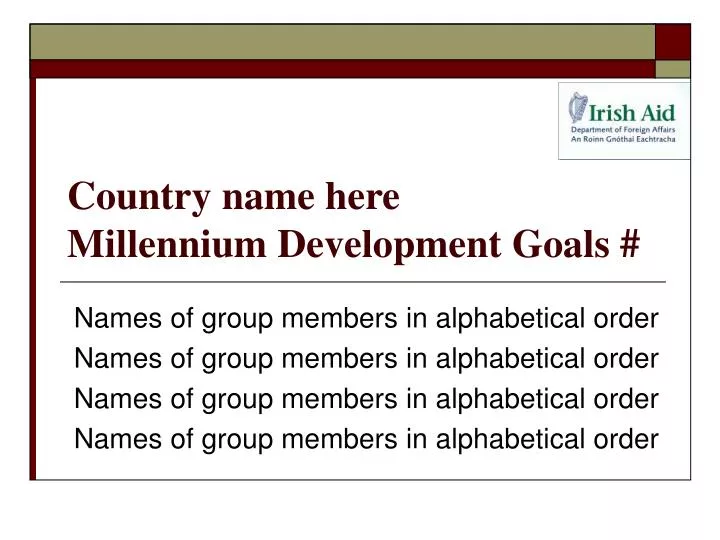 country name here millennium development goals