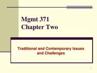 Mgmt 371 Chapter Two