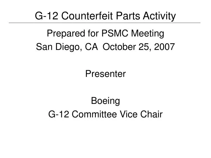 g 12 counterfeit parts activity