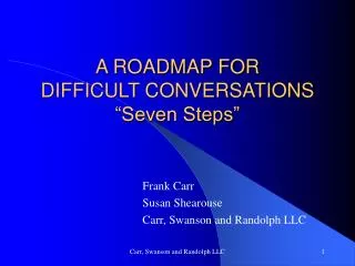 A ROADMAP FOR DIFFICULT CONVERSATIONS “Seven Steps”